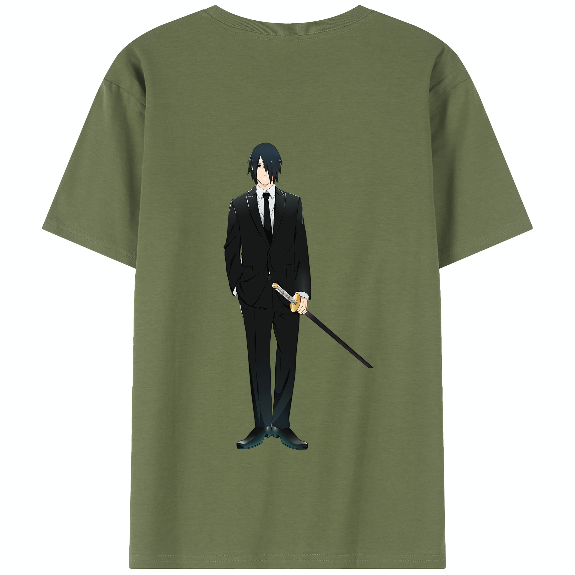 （画像用） NARUTO -ナルト- うちは サスケ Uchiha Sasuke 綿100％半袖Tシャツ（背面プリント）